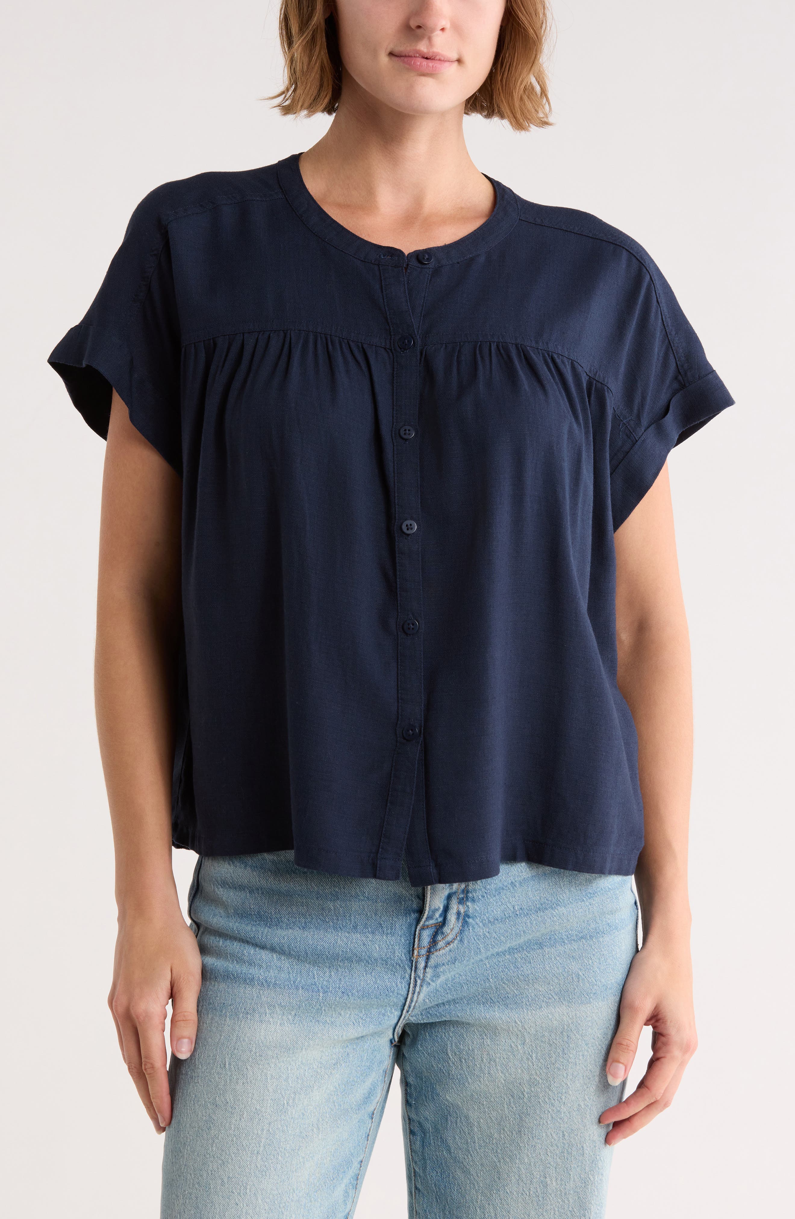 Splendid Short Sleeve Button-Up Top