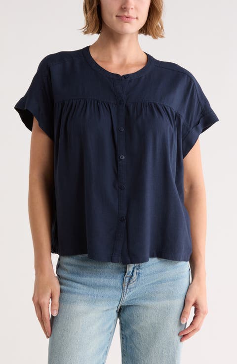 Short Sleeve Button-Up Top