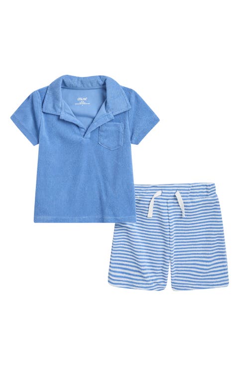 Terry Polo & Stripe Shorts Set (Baby)