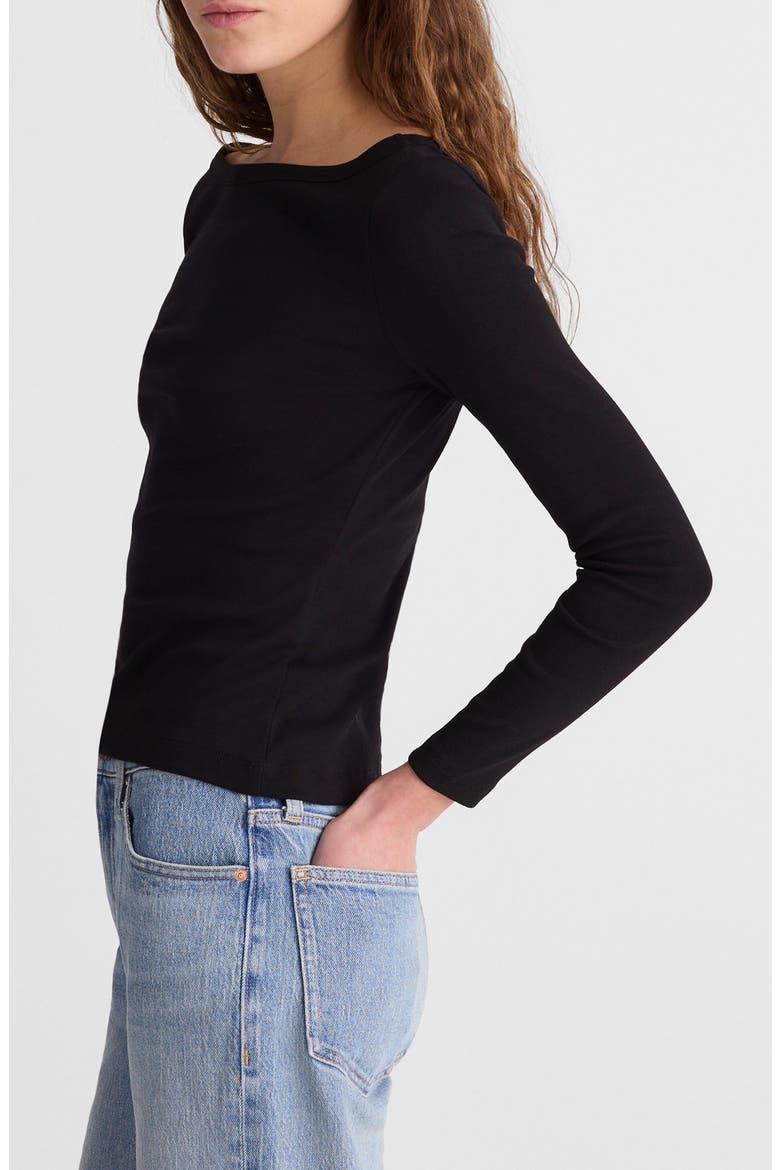 The '90s Compact Cotton Boatneck T-Shirt, Alternate, color, JET BLACK
