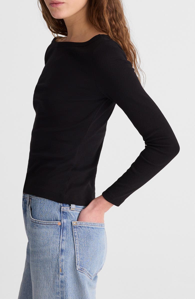 Madewell The '90s Compact Cotton Boatneck T-Shirt, Alternate, color, Jet Black
