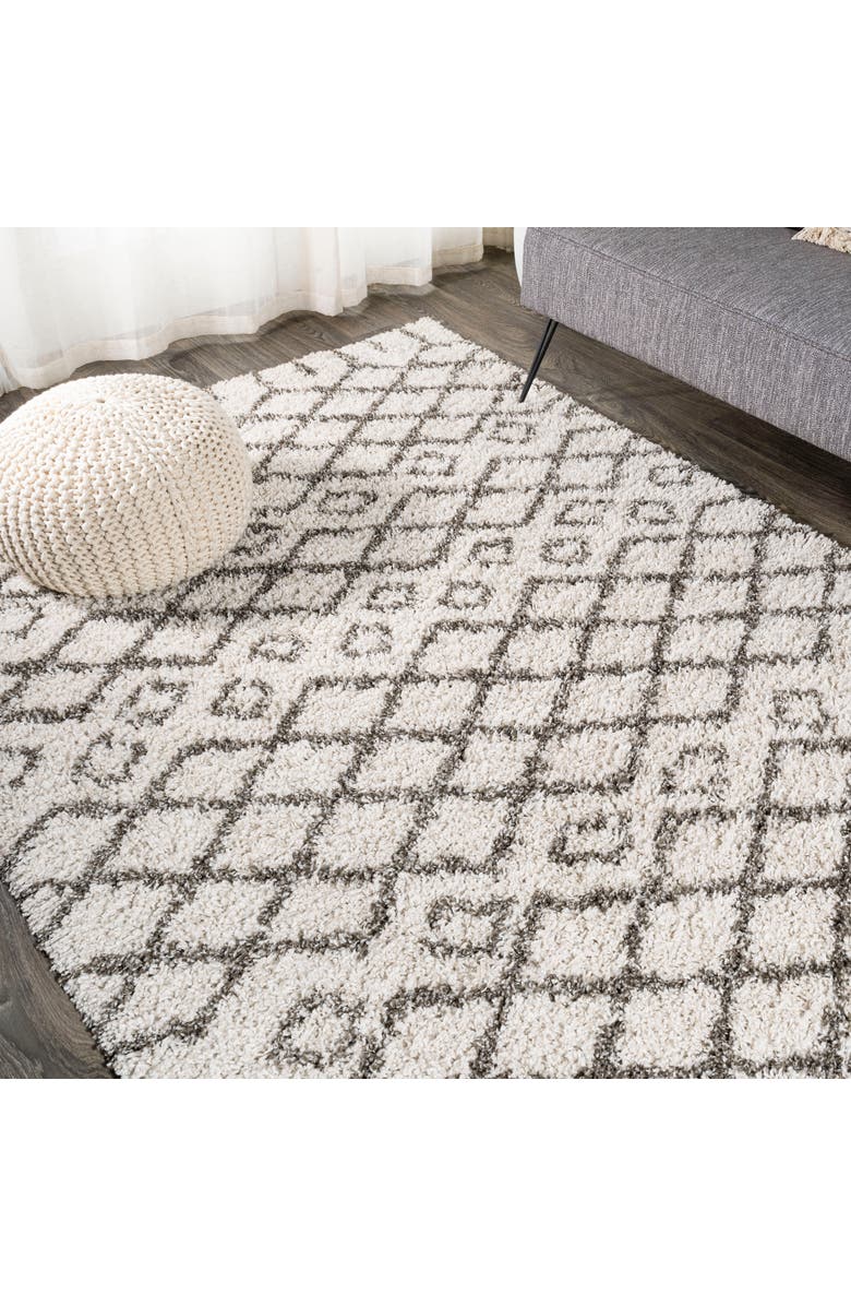 JONATHAN Y Algaida Moroccan Diamond Shag Area Rug, Alternate, color, Beige/Dark Gray