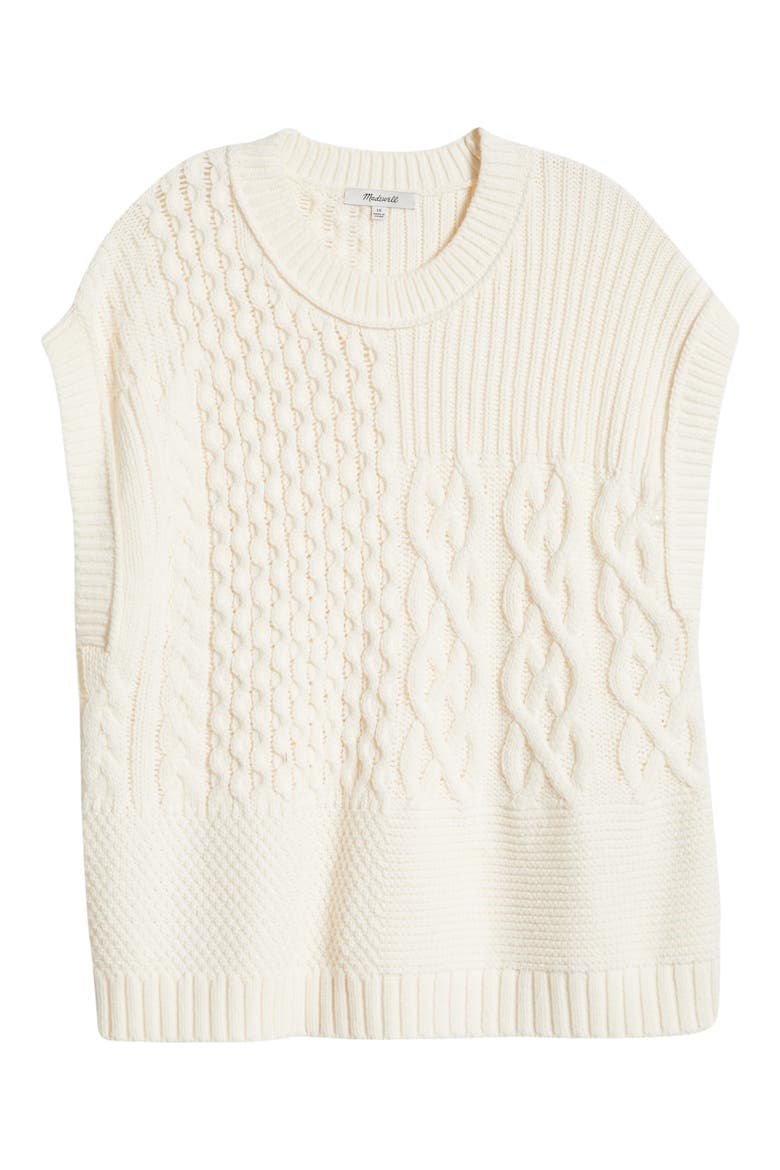 Patchwork Sweater Vest, Alternate, color, ANTIQUE CREAM