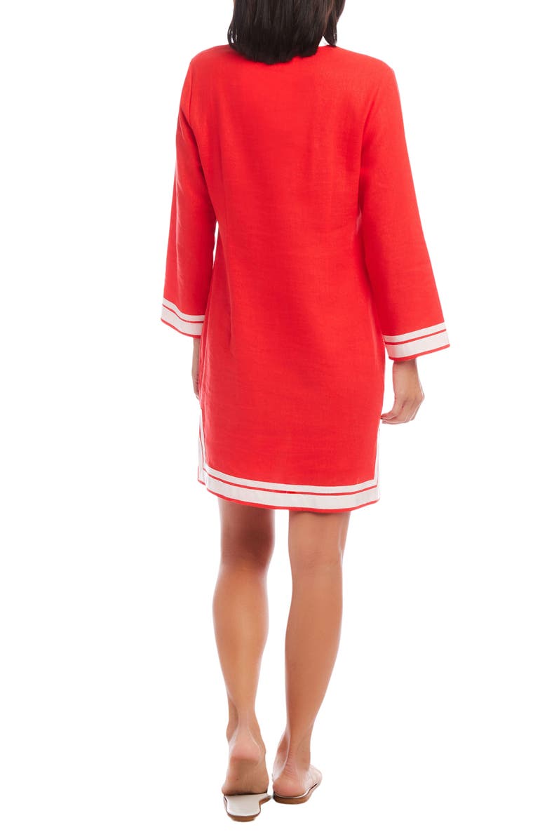 Karen Kane The St. Tropez Long Sleeve Linen Blend Shift Dress, Alternate, color, 