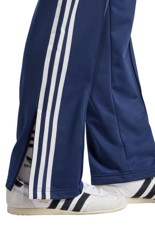 Adidas Originals Recycled Polyester Satin Wide Leg Track Pants In Night Indigo