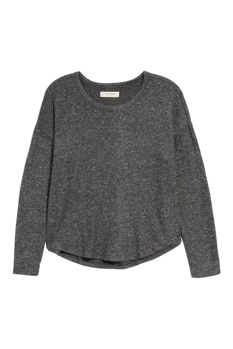 Long Sleeve Cloud Jersey Top, Alternate, color, CHARCOAL HEATHER