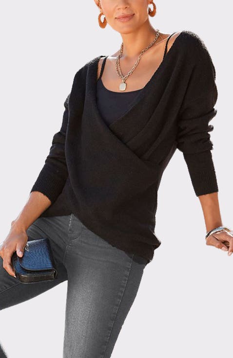 V-Neck Crossover Sweater