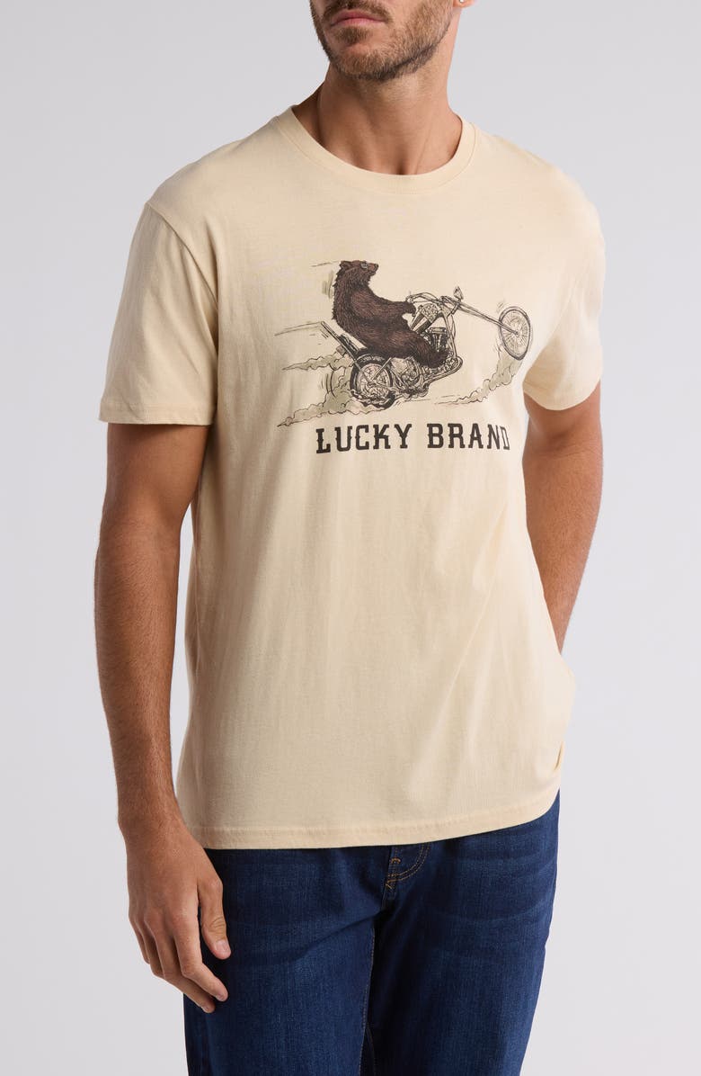 Lucky Brand Moto Bear Graphic Print T-Shirt, Main, color, Frosted Al