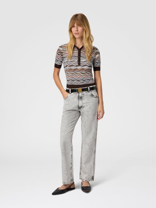 Missoni Short Sleeve Polo With Wave Pattern In Multi