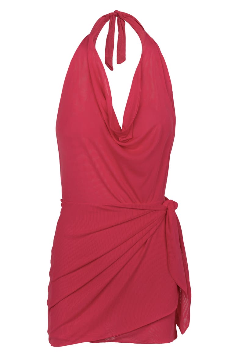 Tilly Cover-Up Halter Minidress, Alternate, color, RED