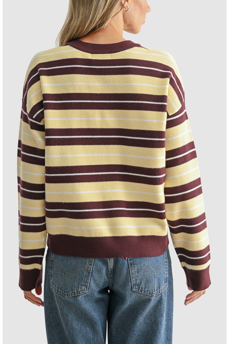 Striped Crewneck Sweater, Alternate, color, YELLOW BROWN STRIPE