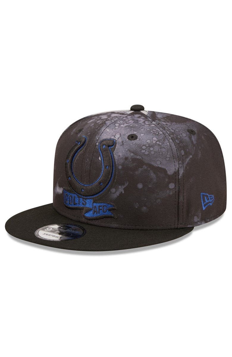 New Era Men's New Era Black Indianapolis Colts Ink Dye 2022 Sideline 9FIFTY Snapback Hat, Alternate, color, 