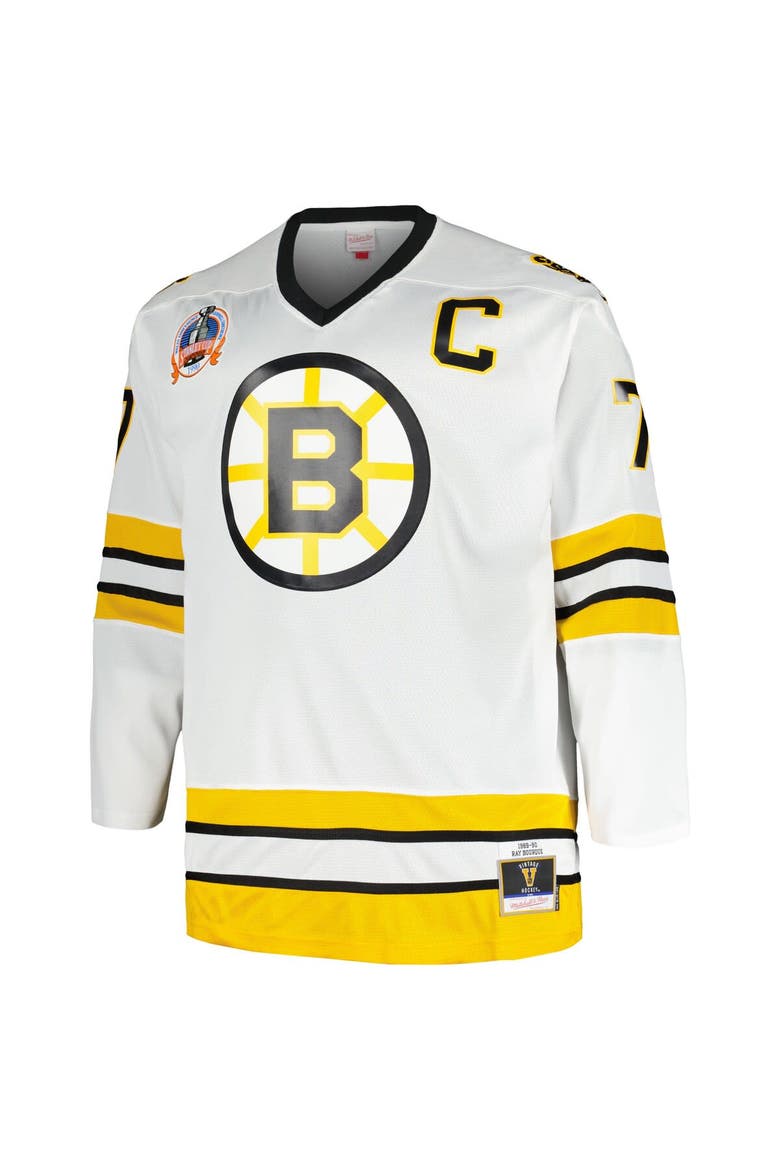 Men's Mitchell & Ness Ray Bourque White Boston Bruins Big & Tall Captain Patch Blue Line Player Jersey, Alternate, color, White
