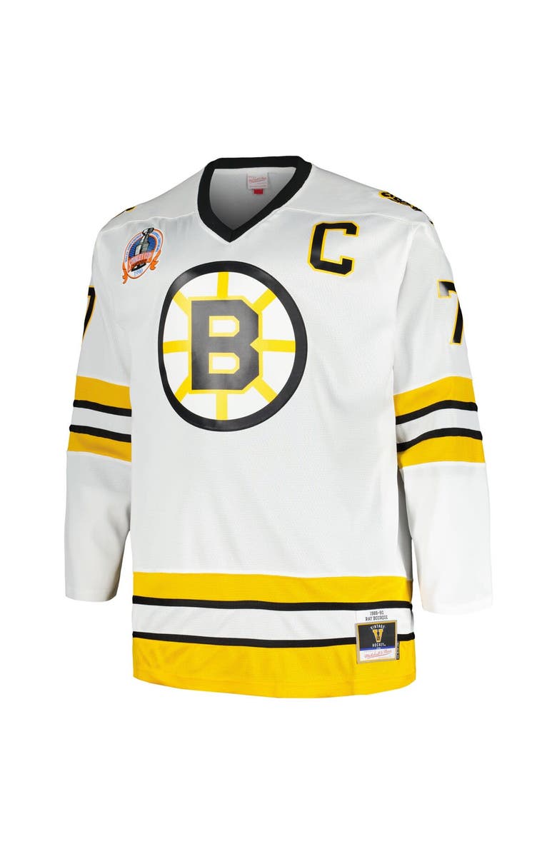 Mitchell & Ness Men's Mitchell & Ness Ray Bourque White Boston Bruins Big & Tall Captain Patch Blue Line Player Jersey, Alternate, color, White