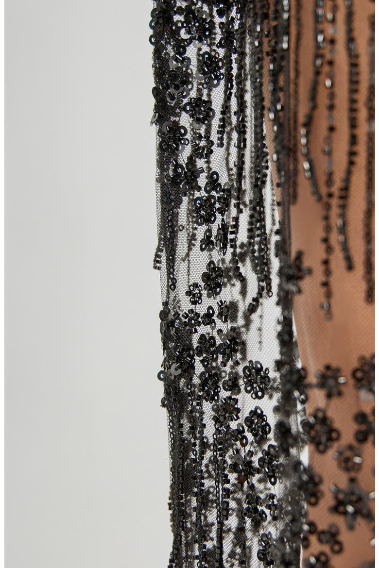 Mix Rhinestone Lace Maxi Dress, Alternate, color, BLACK
