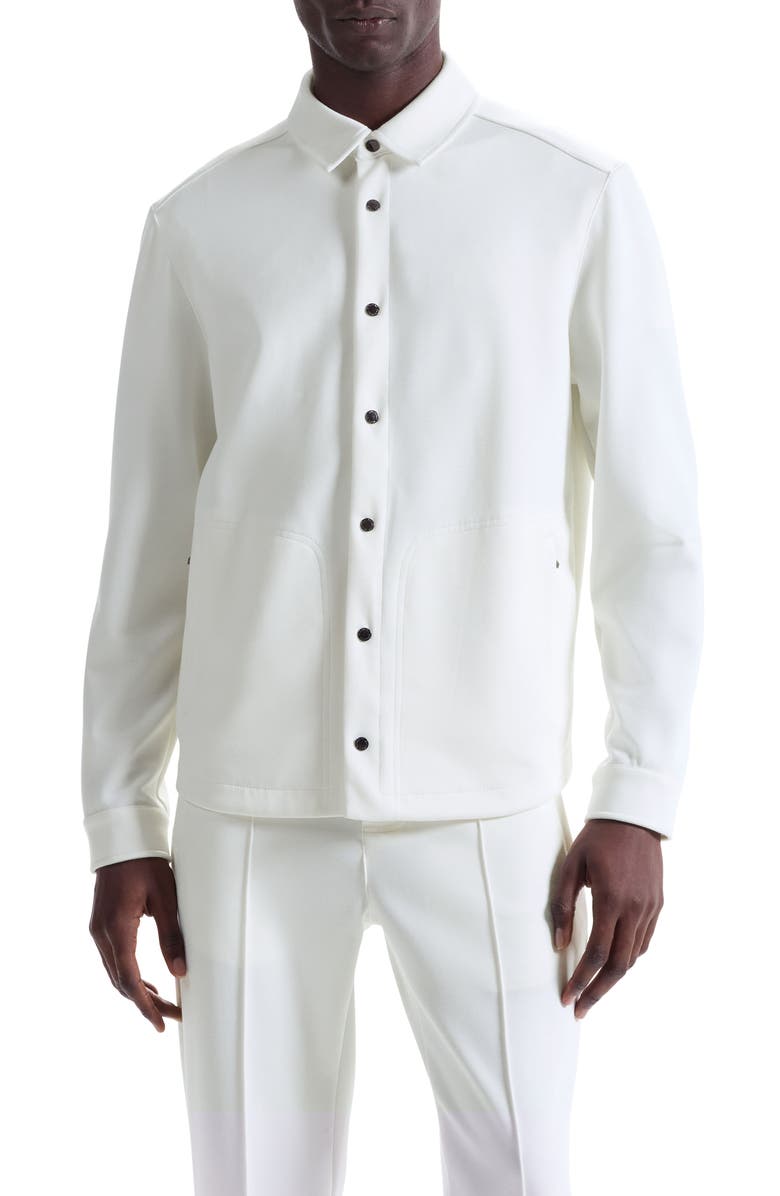 Bugatchi Soft Touch Snap-Up Shirt, Main, color, Chalk
