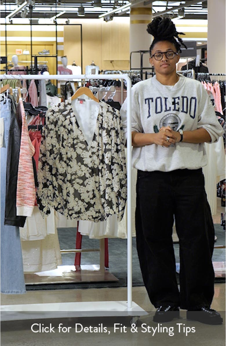 Bead Detail Floral Wrap Front Chiffon Top, sales video thumbnail