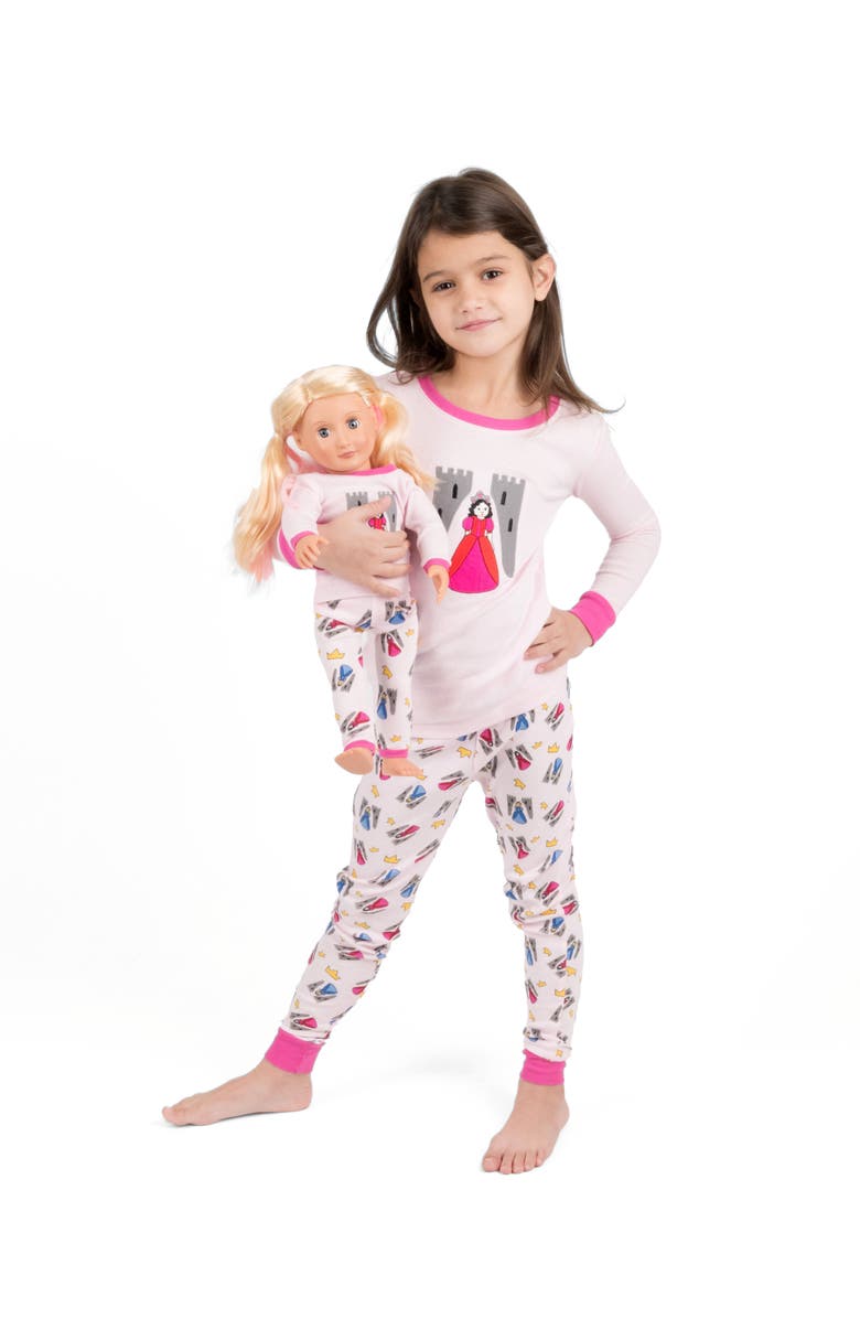 Leveret Girls Matching Doll Printed Cotton Pajamas, Fantasy & Character Prints, Alternate, color, Princess