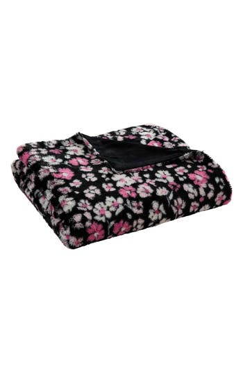 Betsey Johnson Leopard Rosettes Throw Blanket In Black