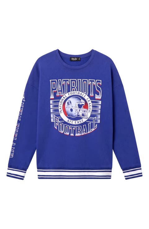 New England Patriots Striped Rib Fleece Sweatshirt