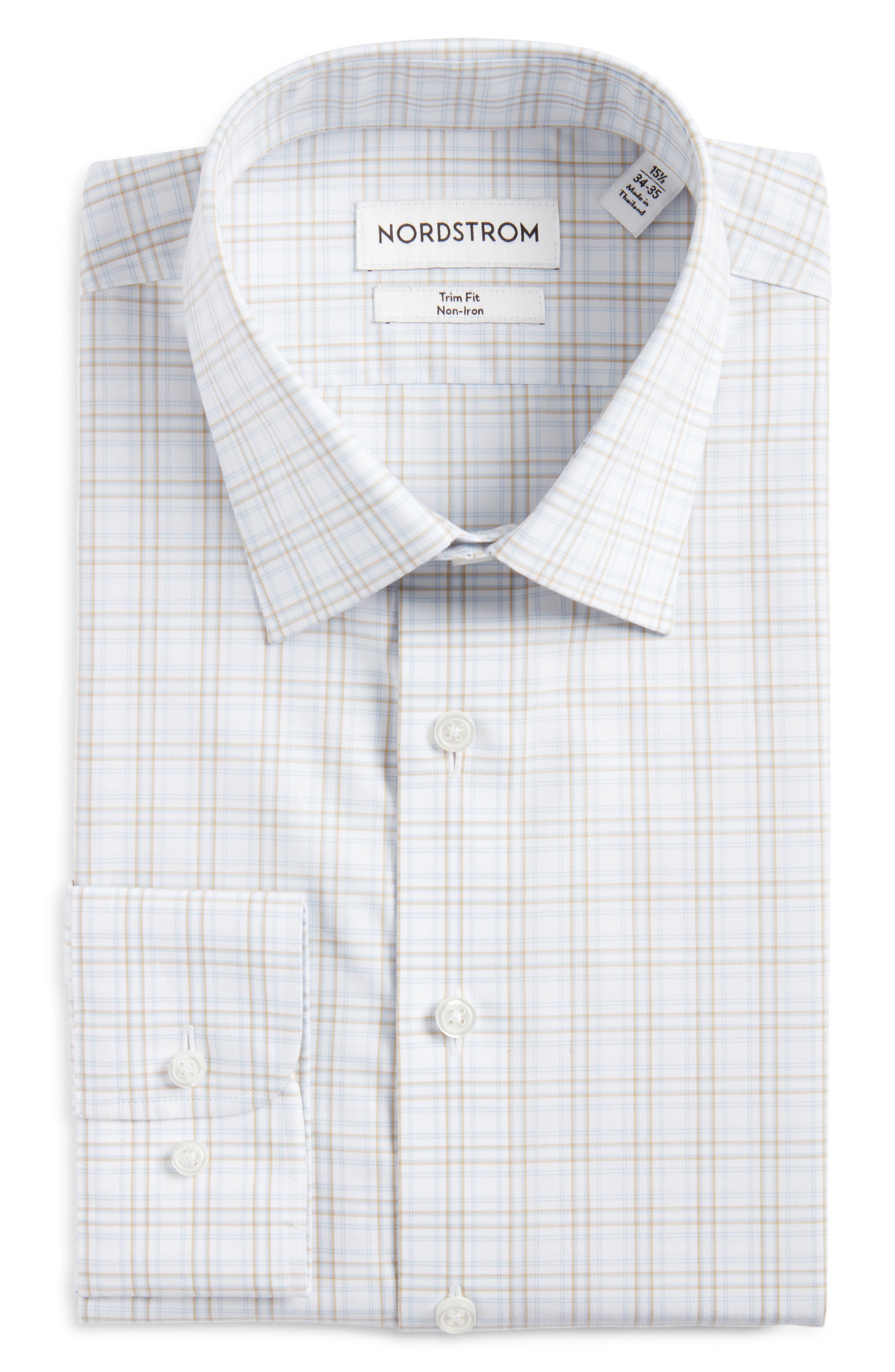 nordstrom men's shop trim fit non-iron dress shirt Trim Fit Check Non Iron Cotton Dress Shirt (Men)