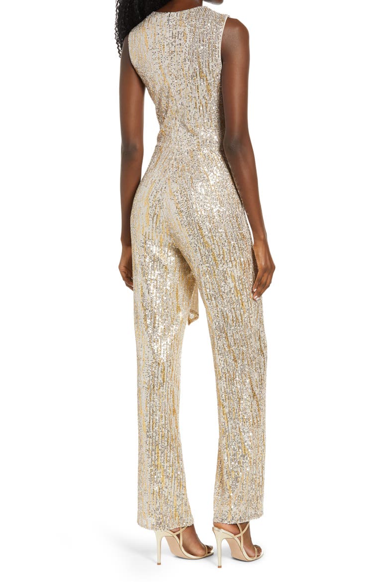 Briar Gold Foiled Sequin Sleeveless Jumpsuit, Alternate, color, SILVER/ GOLD