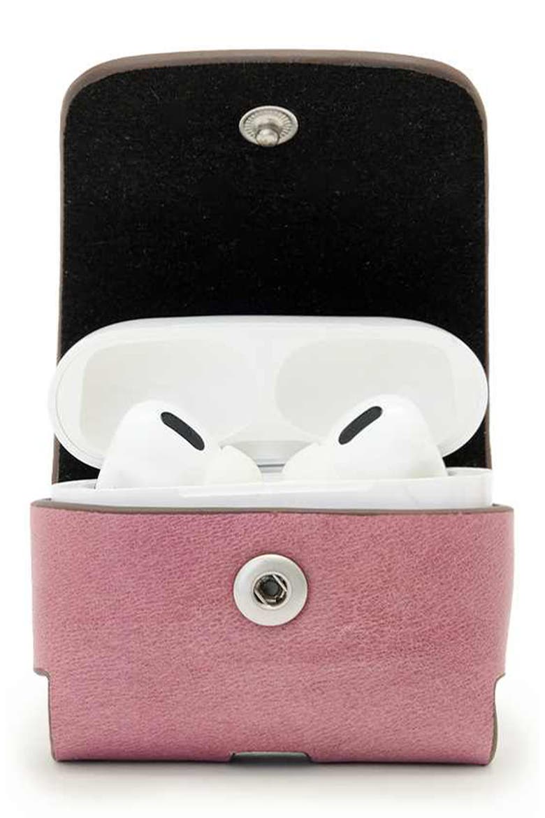 Hex Leather AirPod Case, Alternate, color, RASPBERRY PINK