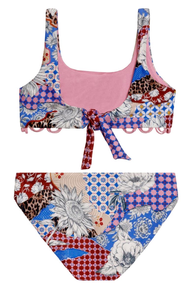 Kids' Dolce Patchwork Two-Piece Swimsuit, Alternate, color, BROWN