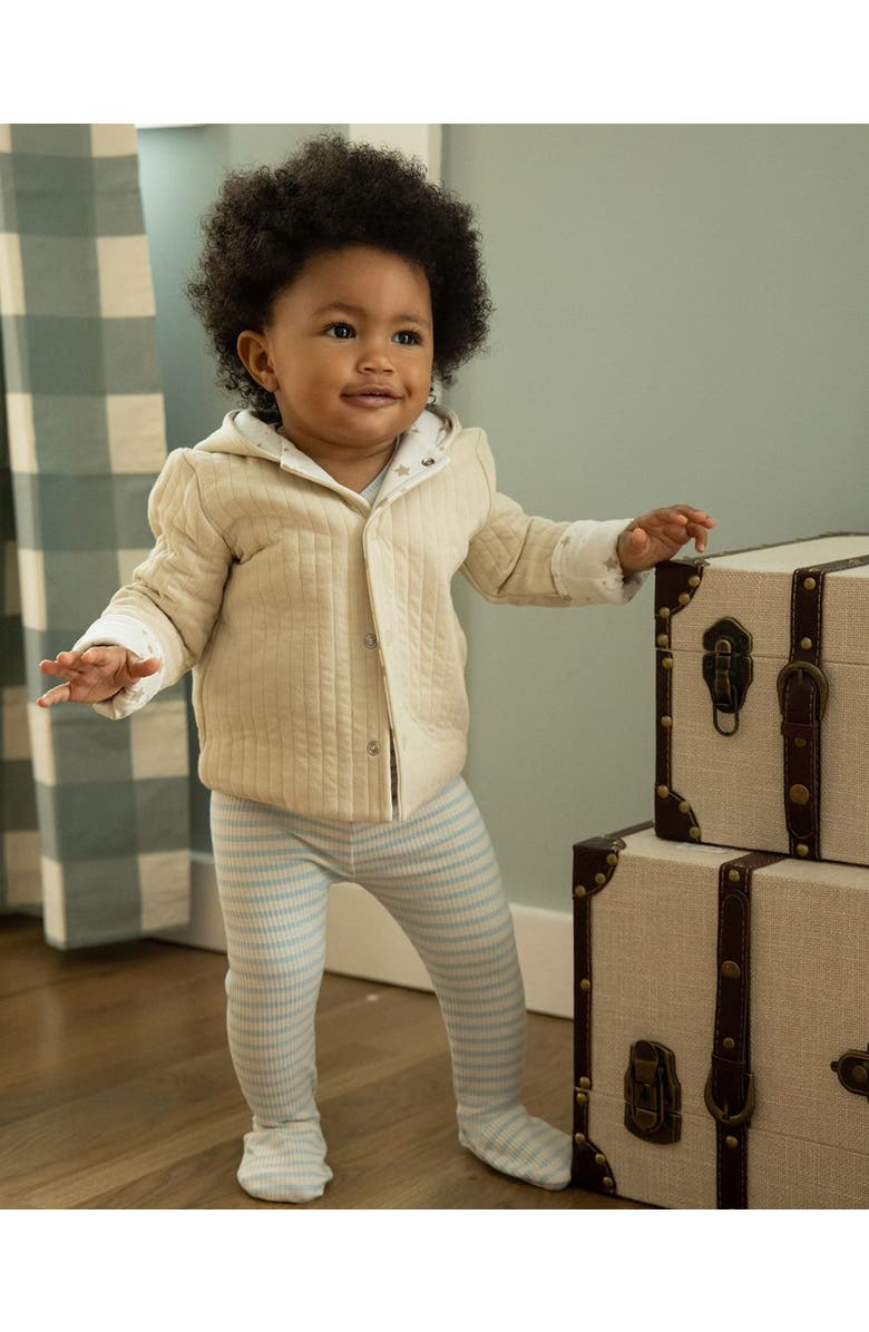 MiniMoi Toddler Hooded Reversible Cotton Rich Star-Print Quilted Jacket, Alternate, color, Oatmeal-Winter White