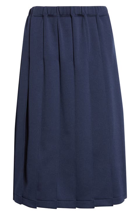 Pleated Jersey Midi Skirt