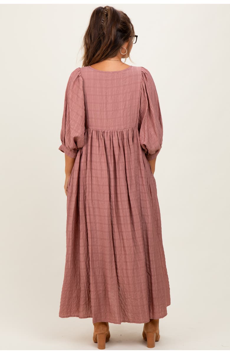 PinkBlush Plaid Front Tie Cutout Midi Dress, Alternate, color, Mauve