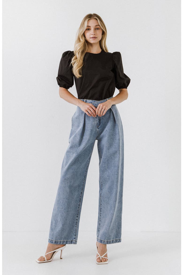 Puff Sleeve Top, Alternate, color, BLACK