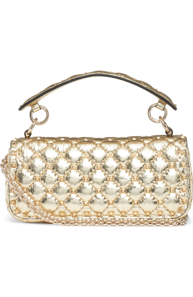 Valentino Garavani Rockstud Spike Metallic Leather Shoulder Bag, Alternate, color,