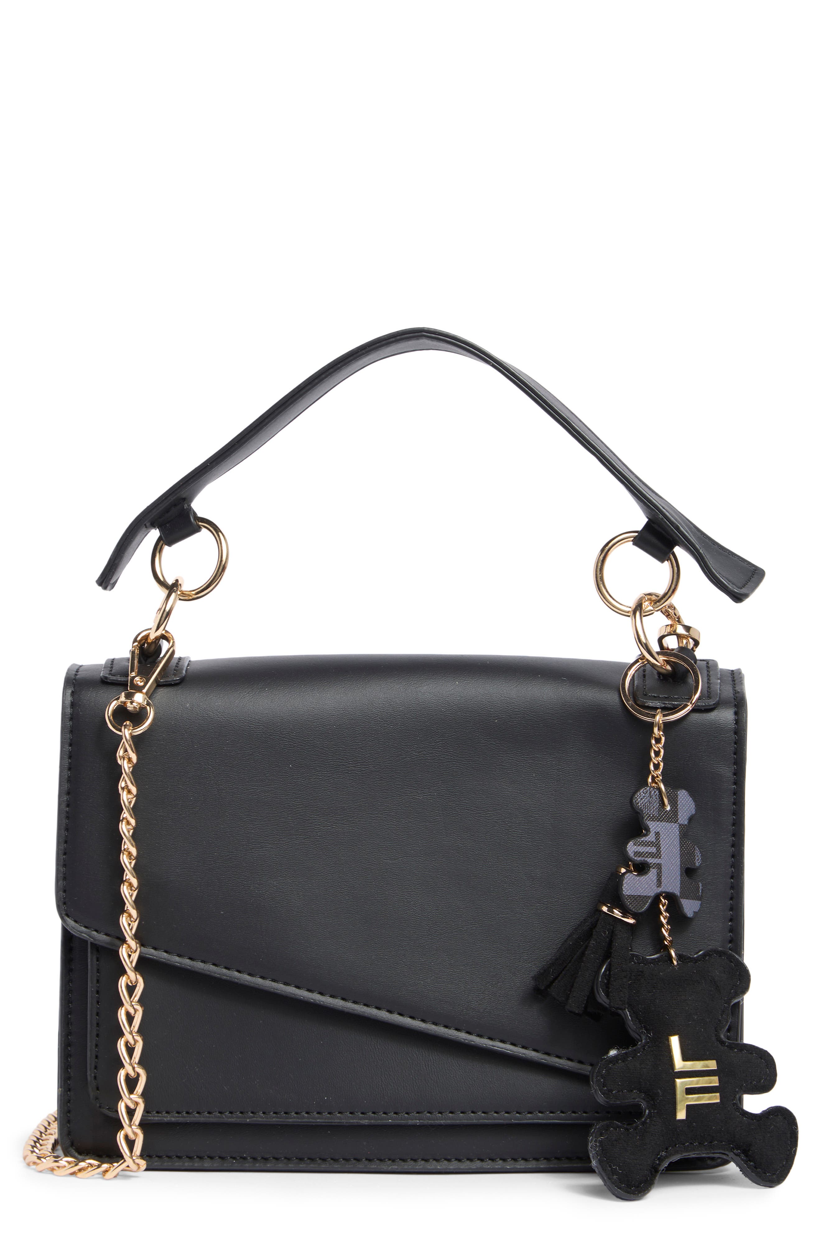 Top Handle Faux Leather Crossbody Bag