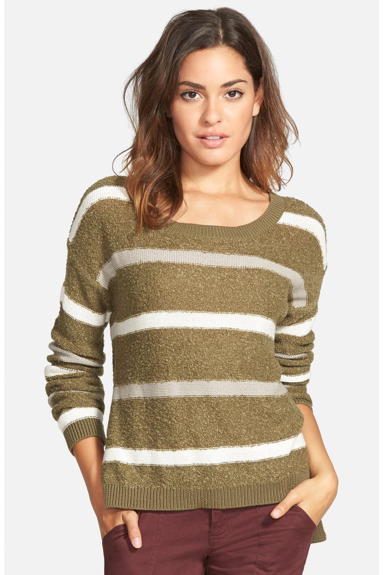 Long Sleeve Stripe Pullover, Main, color, OLIVE BURNT MULTI STRIPE