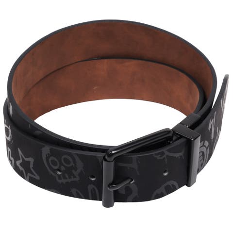Distressed PU Reversible Belt with Allover Print