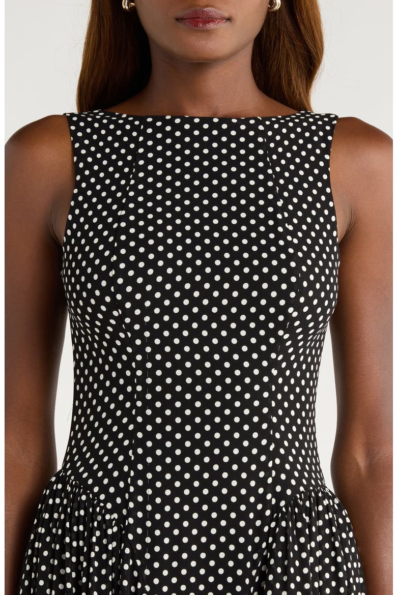 Anelis Polka Dot Sleeveless Fit & Flare Dress, Alternate, color, CAVIAR DOT