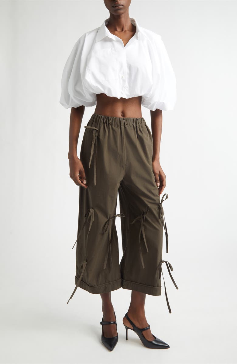 renaissance renaissance Tiny Crop Cotton Poplin Button-Up Bubble Shirt, Alternate, color, 