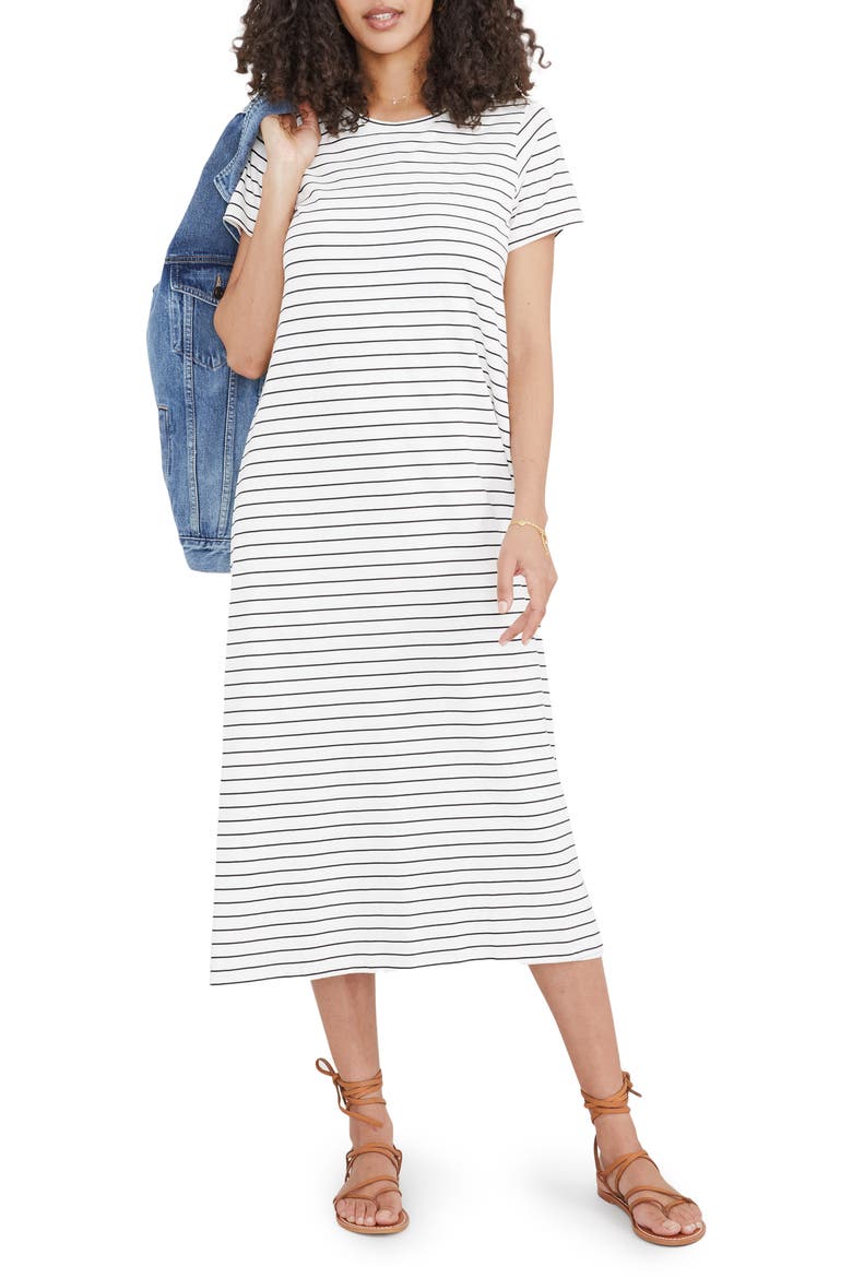 The Easygoing Nursing Maxi T-Shirt Dress, Main, color, BLACK/ WHITE STRIPE