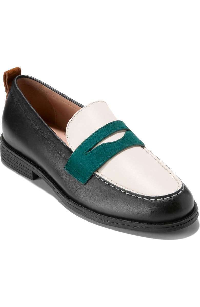 Cole Haan Stassi Penny Loafer, Main, color, Black/ Ivory / Rainforest