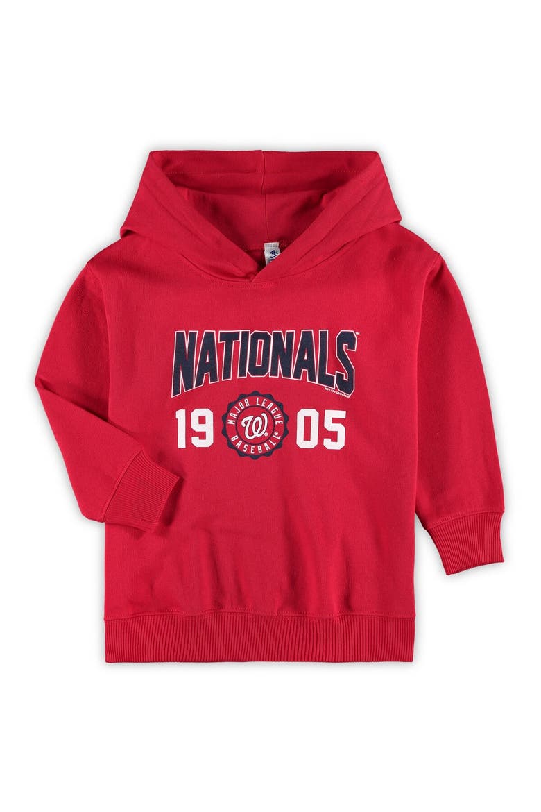 Toddler Soft as a Grape Red Washington Nationals Wordmark Pullover Hoodie, Main, color, Red