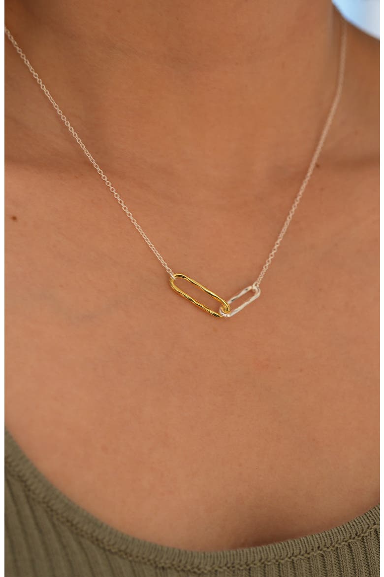 Two-Tone Linked Pendant Necklace, Alternate, color, GOLD/ SIL