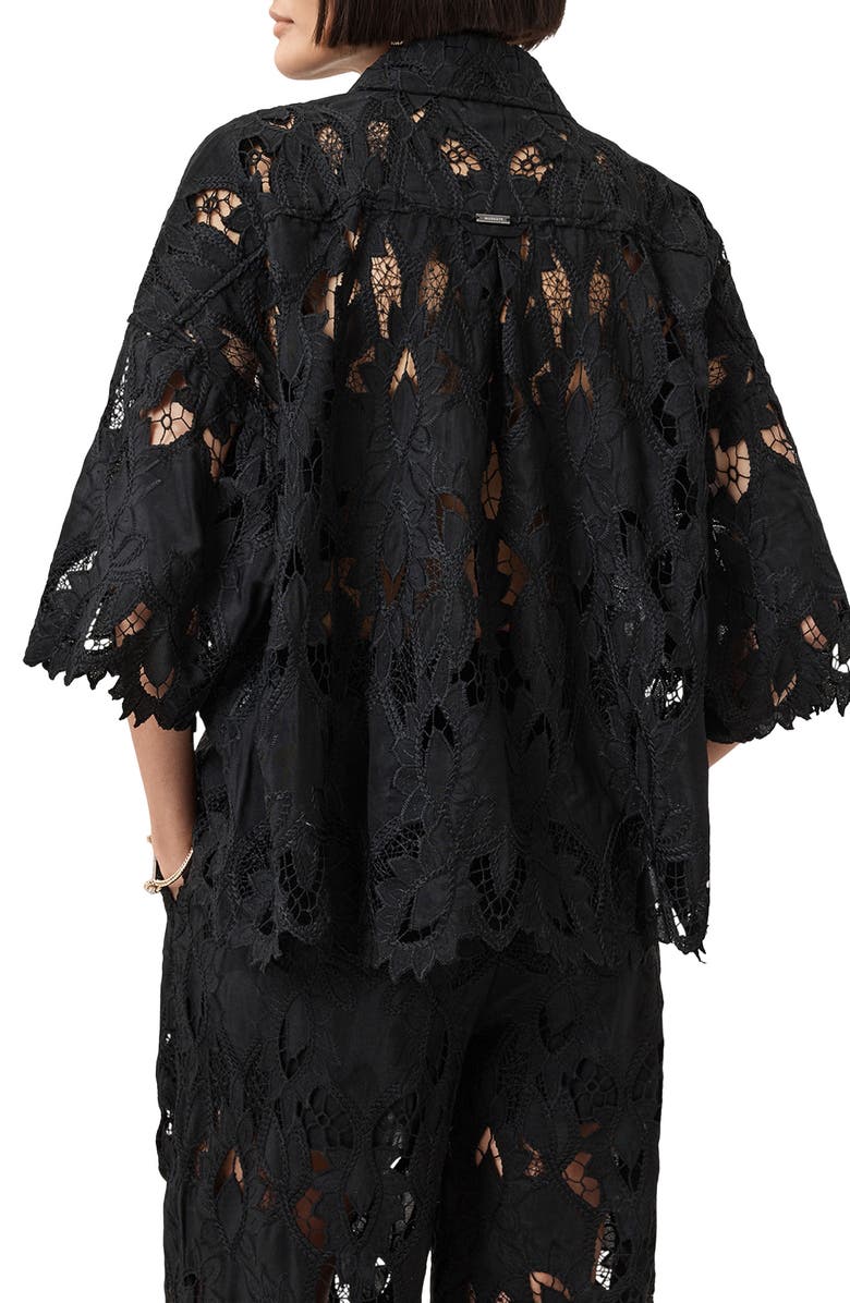 AllSaints Charli Embroidered Button-Up Shirt, Alternate, color,