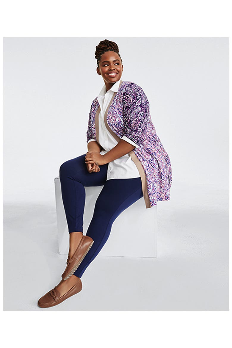 Plus Size Starfish Mid Rise Knit Leggings, Alternate, color, Deep Sea Navy
