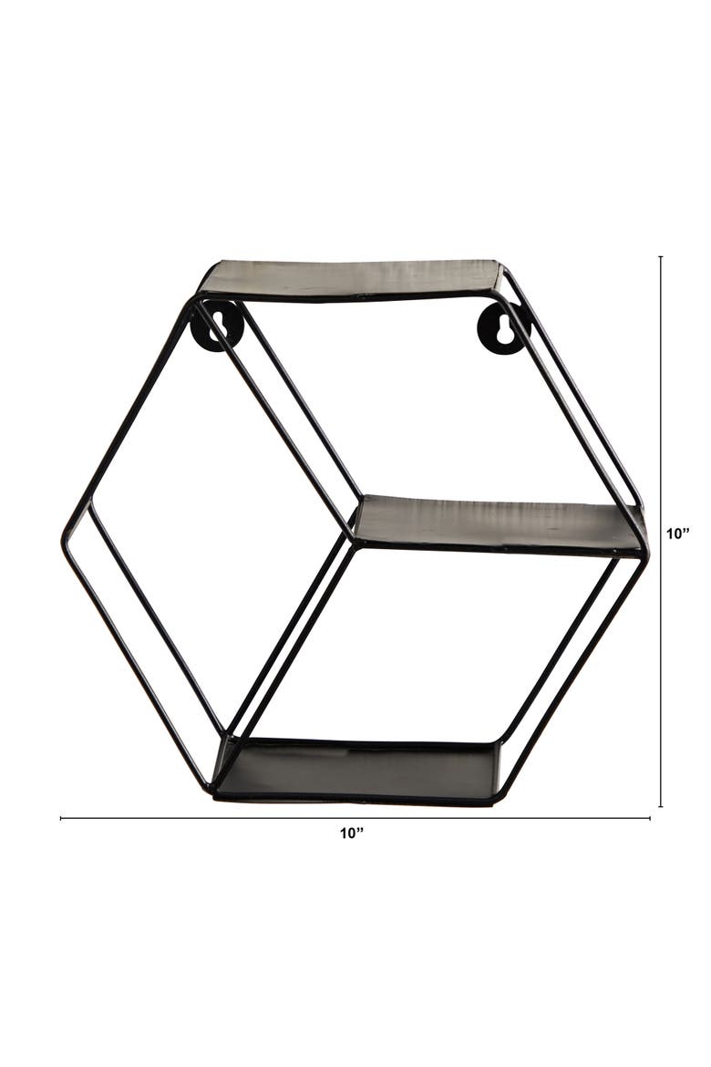 10-in Black Matte Hexagon Wall Shelf, Alternate, color, Black
