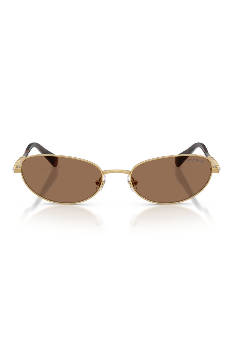 56mm Oval Sunglasses, Main, color, GOLD / DARK BROWN