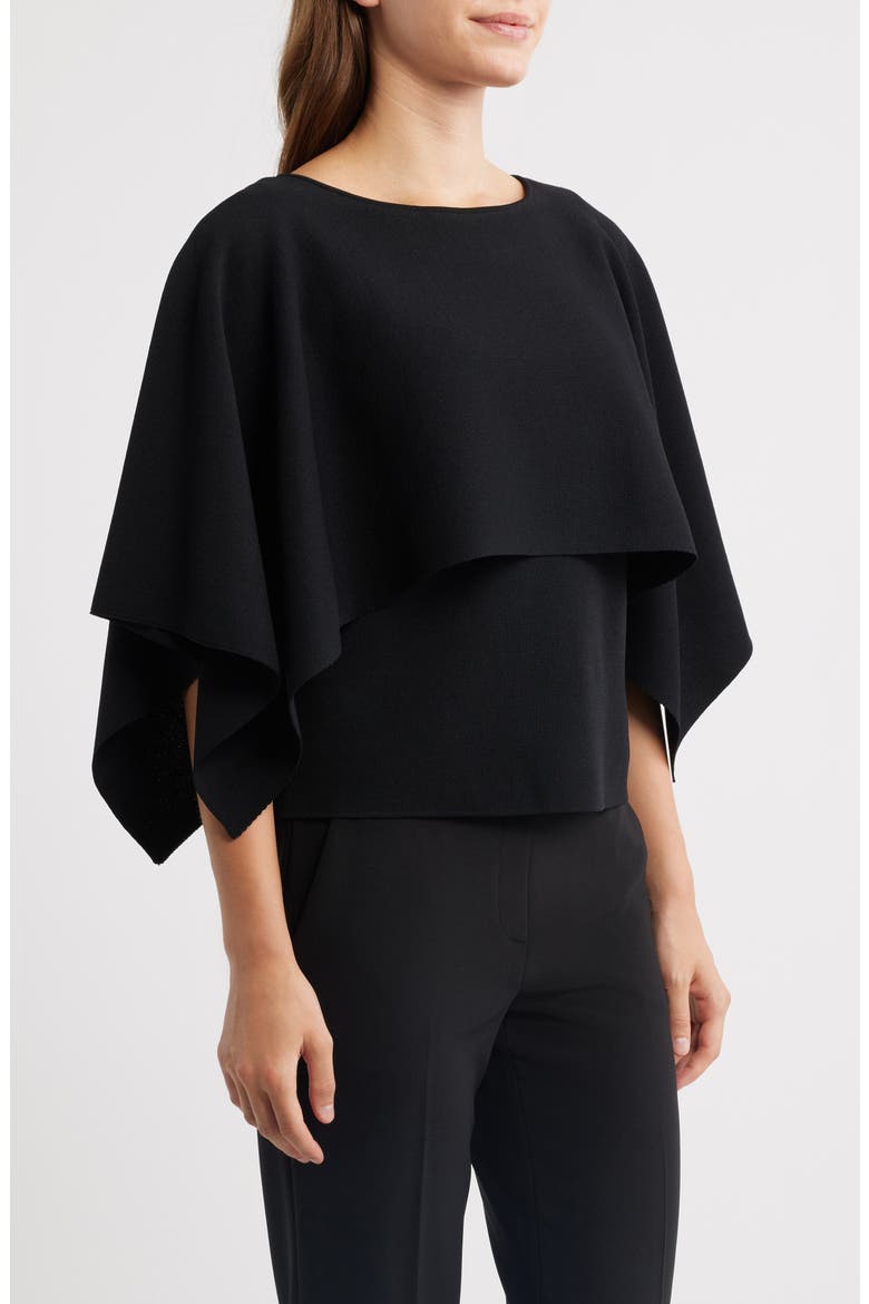 Boat Neck Sweater Cape, Alternate, color, ANNE BLACK