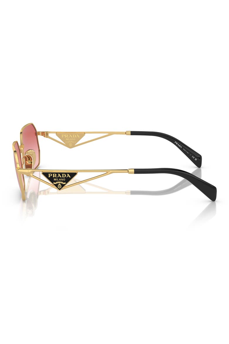 58mm Gradient Rectangular Sunglasses, Alternate, color, GOLD