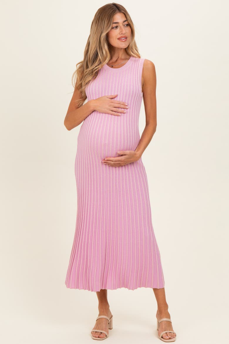 Ribbed Knit Sleeveless Maxi Dress, Main, color, Pink