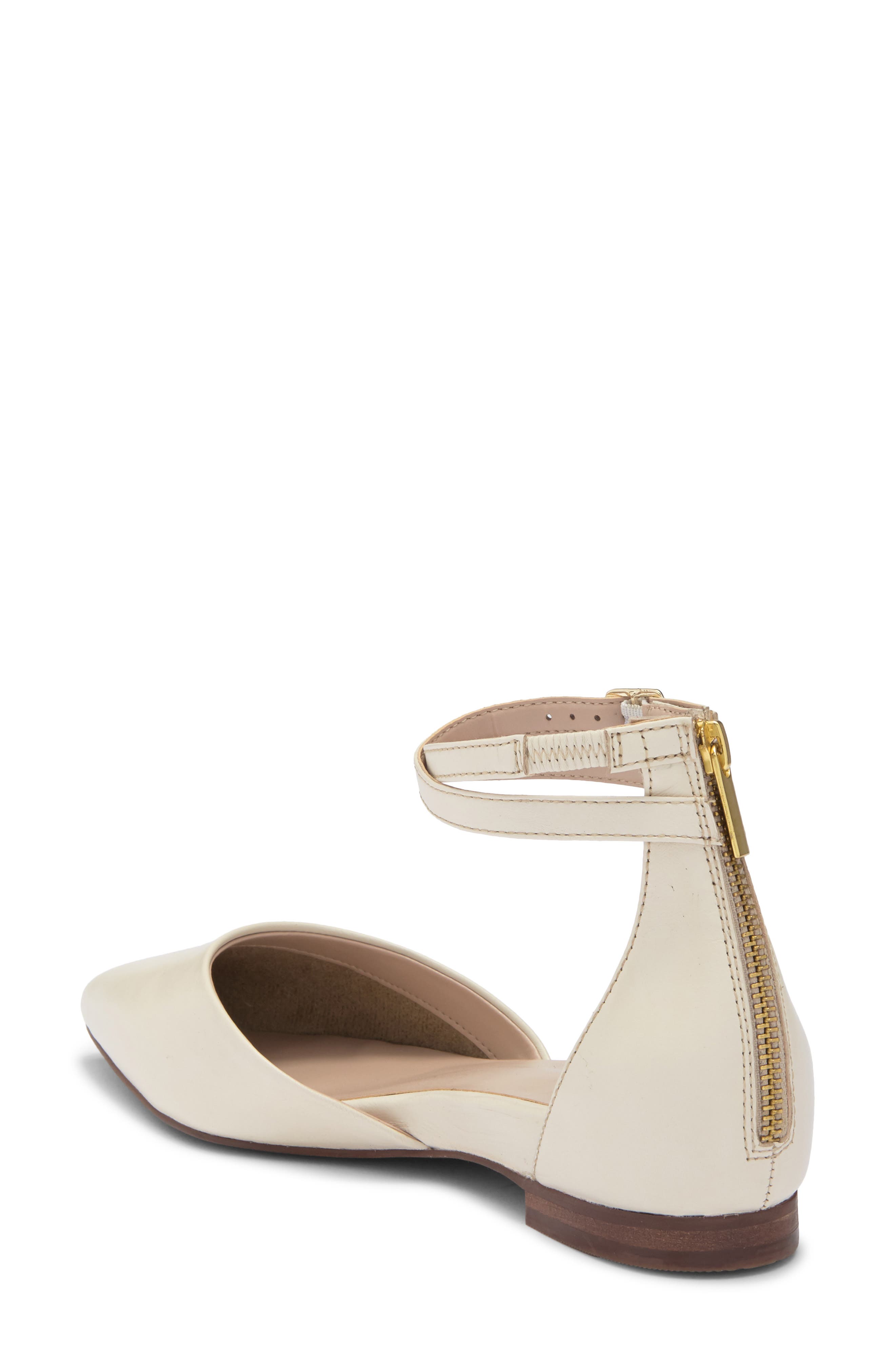 Seychelles Ankle Strap d'Orsay Pointed Toe Flat, Alternate, color, Off White
